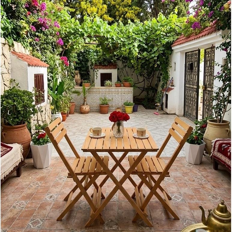 Ensemble Bistrot Table + 2 Chaise 100% Hêtre 