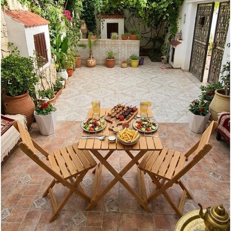 Ensemble Bistrot Table + 2 Chaise 100% Hêtre 