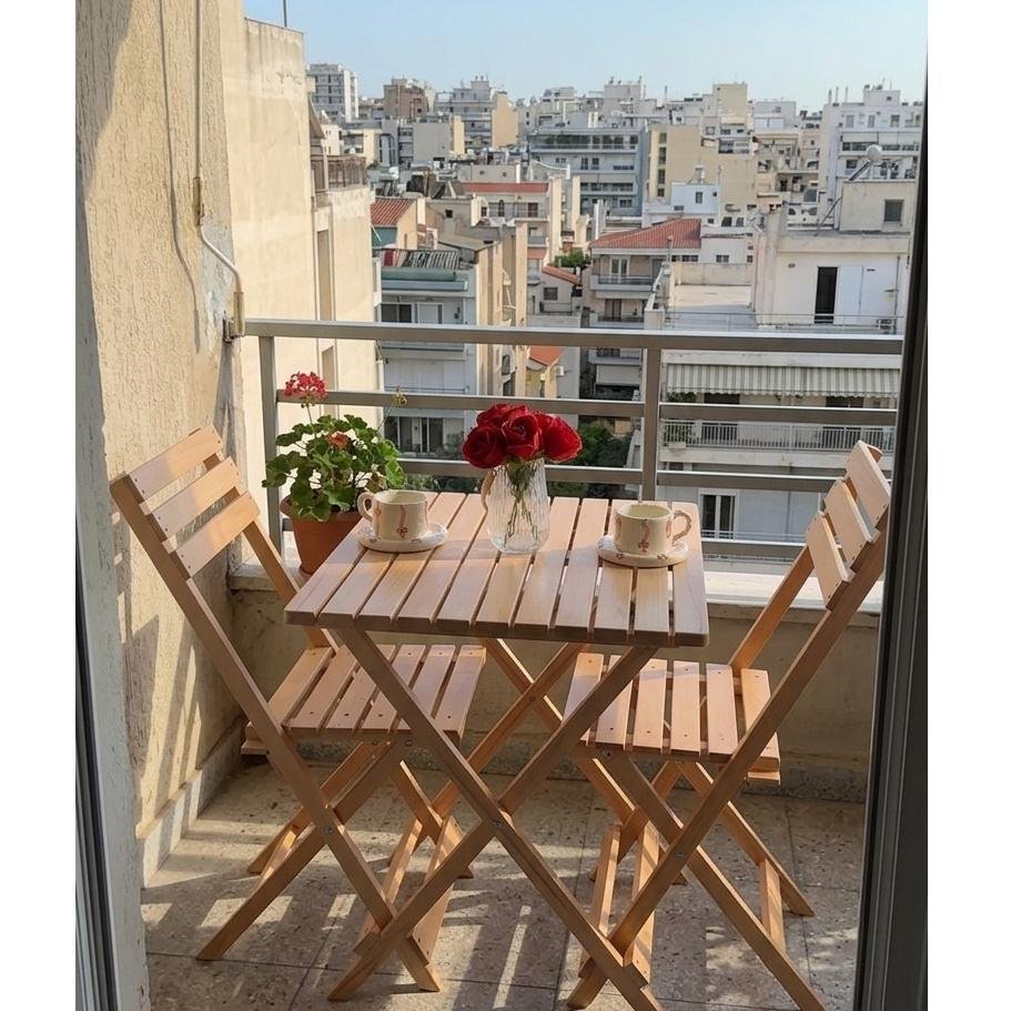 Ensemble Bistrot Table + 2 Chaise 100% Hêtre 