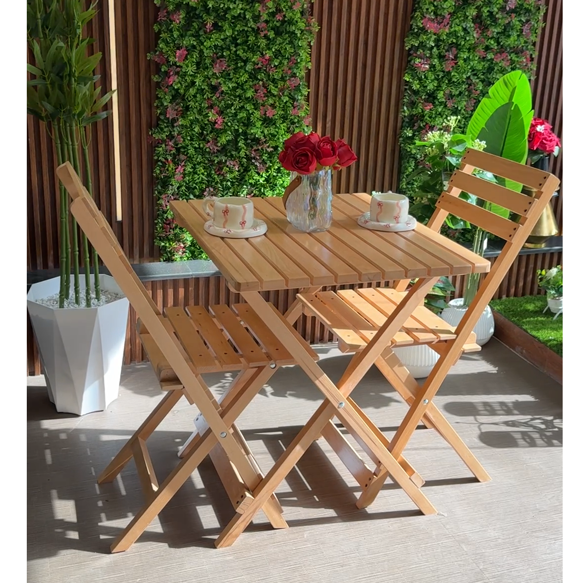 Ensemble Bistrot Table + 2 Chaise 100% Hêtre 